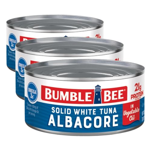 Image of Bumble Bee Solid White Albacore Tuna in Oil, 12 oz Can - Wild Caught Tuna - 21g Protein per Serving, High in Omega-3s - Non-GMO Project Verified, Gluten Free, Kosher (Pack of 3)