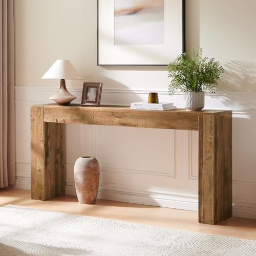 WINWY Reclaimed Solid Wood Console Table for Entryway, 63' Long Rectangular Sofa...