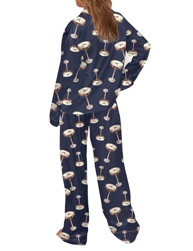 Image of SHESHOW Satin Pajamas for Women Set Long Sleeve Button Down Sleepwear 2 Piece Nightwear Women Pjs Sets Size XS-XXL