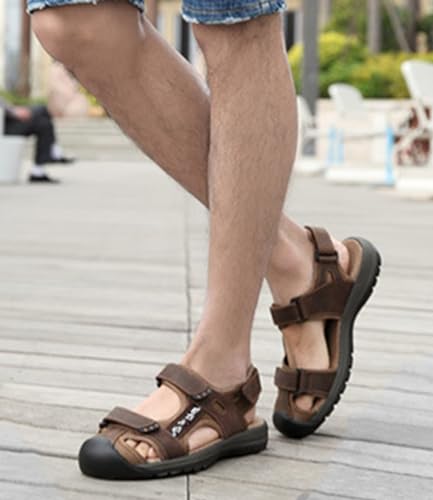Men Closed Toe Walking Sandals Leather Sports Outdoor Sandals Water Shoes Summer Holidays Beach Sandals Fisherman Sandals2