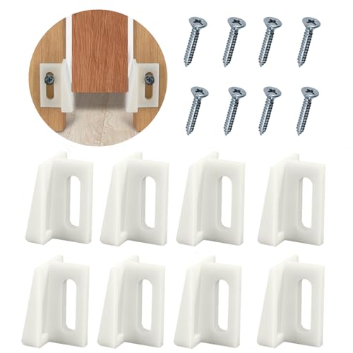 8 Pcs Pocket Door Bottom Guides - Sliding Door Hardware Set Jamb Mounted Aluminum Track System for Smooth Gliding - Universal Fit Interior Doors (8 Pcs)