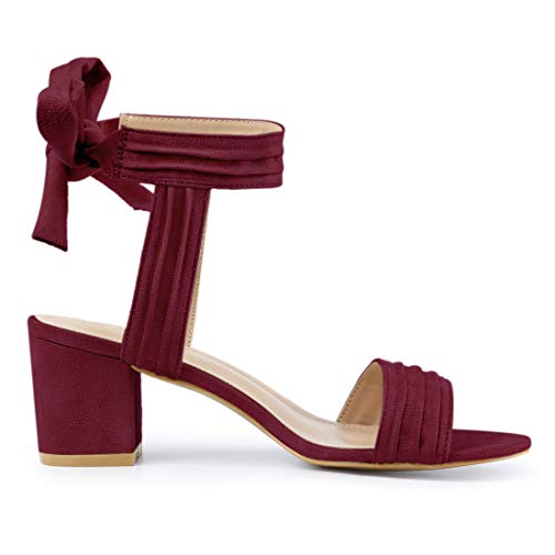 Image of Allegra K Women's Open Toe Ankle Tie Back Block Heels Sandals