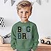 BOUTIKOME Big Brother Sweatshirt Toddler Baby Boy Big Bro Embroidery Chenille Patch Shirts Announcement Pullover Fall Tops(Green-1,2-3T)