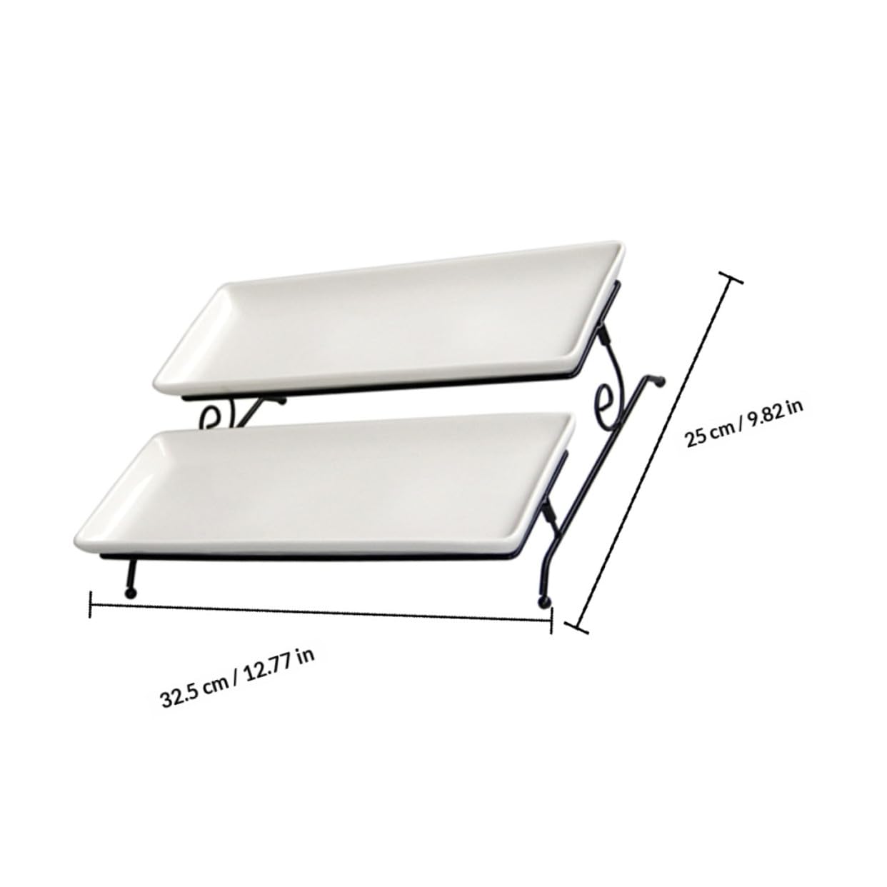 Zerodeko Doppio Alzata per Torta in Ceramica e Ferro, Bianco | Vassoio Rimovibile per Snack e Biscotti, Leggero e Portatile, per Picnic Outdoor e Regalo Housewarming