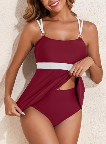 Aleumdr Tankini Swimsuits for Women Two Piece Tummy Control Bathing Suits Flowy Swim Tops with Bottoms2