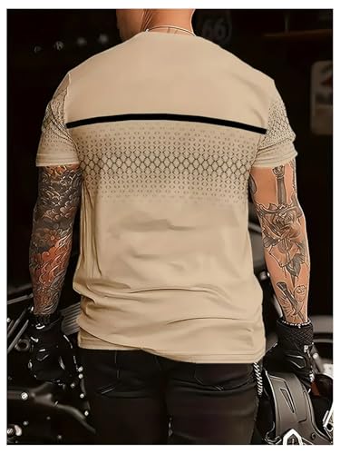 Image of RoseSeek Men's Color Block Short Sleeve Tee Shirts Casual Crewneck T Shirt Trendy Summer Tops