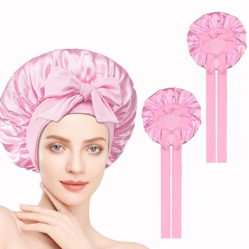 CNMTCCO Satin Bonnet Rosa Seidenhaube 2er Pack