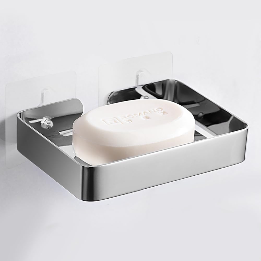 Shower Caddy, 1 Pack Bathroom Shelves for Soap, Adhesive Shower Shelf No Drilling, Soap Shower Storage, Shower Organiser, Rust-Resistant Shower Soap Holder