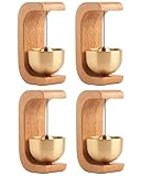 XIUCAI 4-Piece Wooden Door Chime with Magnetic & Adhesive Mounting | No-Tools Installation Brass Bell | for Home Office Store Refrigerator Decor,Natural Wood