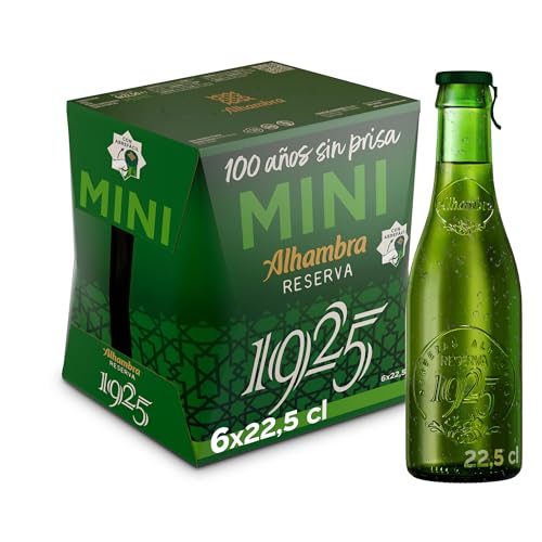 Alhambra Reserva 1925 MINI, Pack de 6 Botellas x 22.5 cl, Cerveza Alhambra Extra de Fermentación Lenta, 6.4% Alcohol