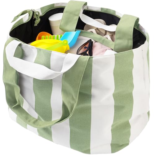 Bagelite 22'' 50L Extra Large Beach Bags, XL Beach Tote Bag with Zipper, Overnight Bags for Women, for Travel, Weekender, Pool, Green