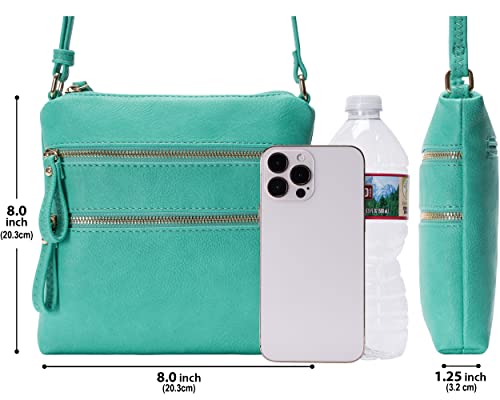 Image of Solene Small Multi Zipper Pocket Crossbody Bag with Adjustable Strap, Lightweight Travel Purse, Daily Small Messenger Pouch