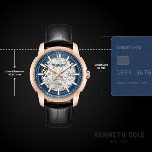 Kenneth Cole Automatic Analog with Blue Dial Black Leather Strap Watch for Men - KCWGX0099403MNW - Image 7