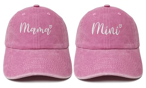 Embroidered Papa Mama Mini Captain First Mate Matching Hats