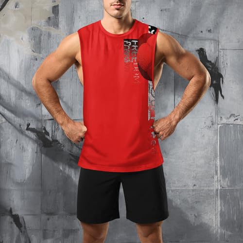 Image of Zhyaj Summer Tanks Top for Men Flag Graphic Print Sleeveless Shirts Casual Working Out Vest T-Shirts Loose-Fit Men's Tank