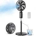 AURATHEA Outdoor Misting Fan 20000mAh, 12-Inch Indoor & Outdoor Oscillating Fan for Patios, Corded & Cordless, 2 In 1 Pedestal & Tabletop InstaCool Cooling Fan with Mister, 7 Speeds, Remote, Timer