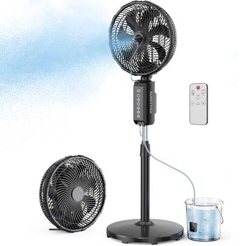 AURATHEA Outdoor Misting Fan 20000mAh, 12-Inch Indoor & Outdoor Oscillating Fan for Patios, Corded &...
