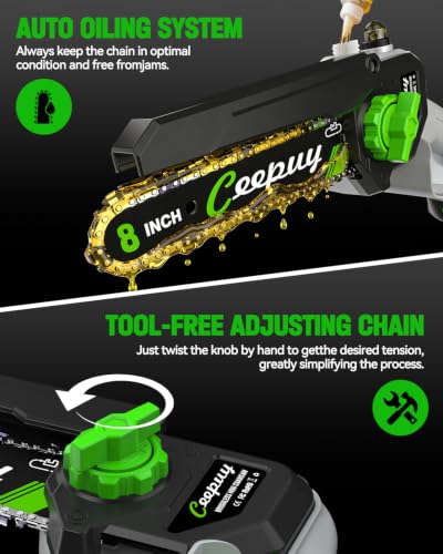 Image of CEEPUY 2-in-1 Brushless Electric Pole Saws for Tree Trimming,8 Inch Cordless Mini Chainsaw with Extension Pole and 2 x 4000mAh Batteries, Pole Chain Saw Gift for Men Dad Husband Fathers Gardener 2026