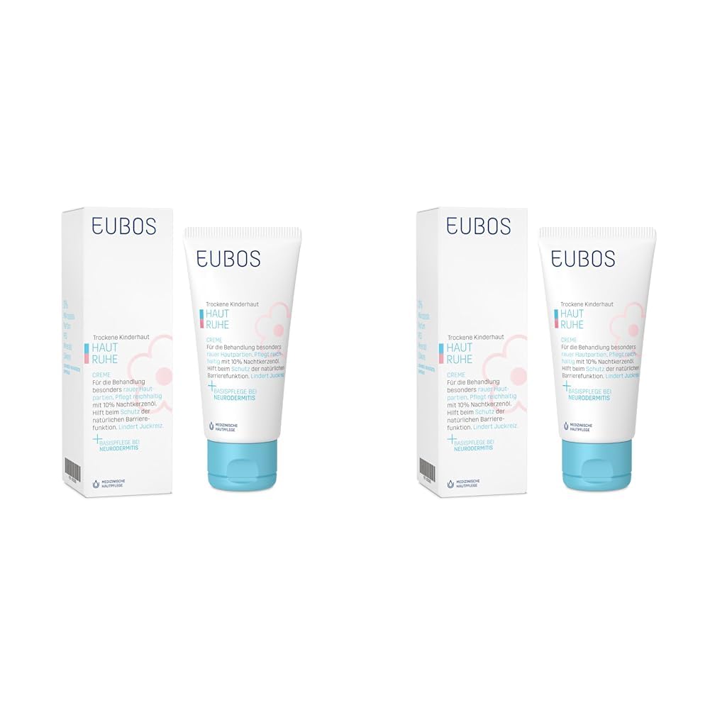 Eubos | HAUT RUHE Creme | 50ml | für trockene, empfindliche Kinder- und Babyhaut, auch Therapie begleitend bei Neurodermitis | Wirksamkeit & Verträglichkeit dermatologisch bestätigt (Packung mit 2)