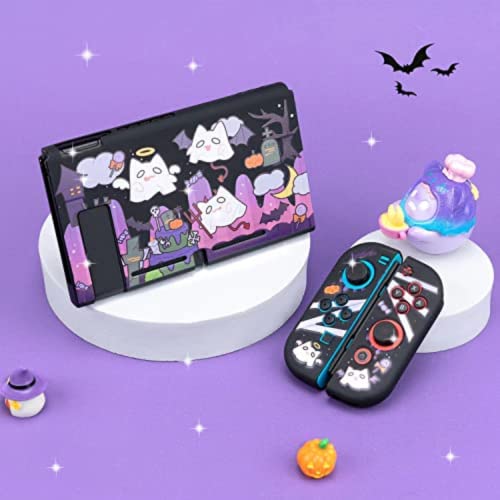 ENFILY Cute Ghost Case Compatible with Nintendo Switch, Dockable Case Cover, Ergonomic Soft TPU Grip