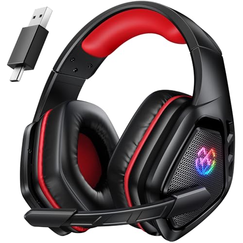Tatybo Cascos Gaming Inalámbricos 7.1 para Ps5/Ps4/PC, Auriculares Bluetooth con Micrófono con Cancelación de Ruido, 2.4GHz USB-C, 40H+ Batería para Switch/Mac/Portátil