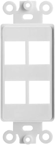 Cmple - Placa de pared decorativa de 4 puertos, placa de pared Keystone de 1 banda, placa de pared estándar Keystone Jack Single Gang - Blanco