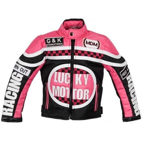 MDM Chaqueta de motorista para niña, color rosa Rosa. XXXL