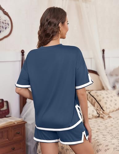 Women's 2 Piece Outfits Summer Comfy Lounge Sets Casual Loose Outfits Matching Tops and Shorts