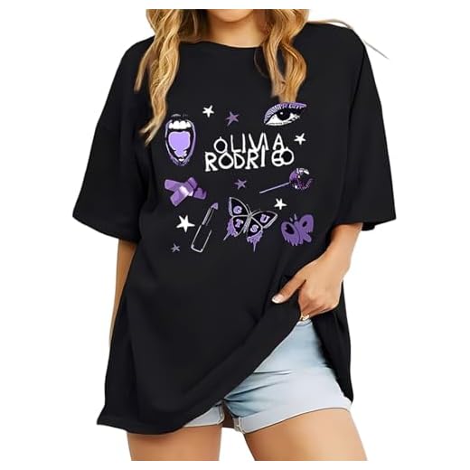 Silver Basic Olivia Rodrigo Blusa de Manga Corta Impresa Relajada y cómoda-HDYJ-L1