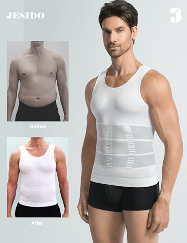 Image of 3 Pack Compression Shirt Men Body Shaper Vest Workout Tank Top | Tummy Control Slimming Undershirts,Gym Shapewear for Mens,Hides Man Boobs