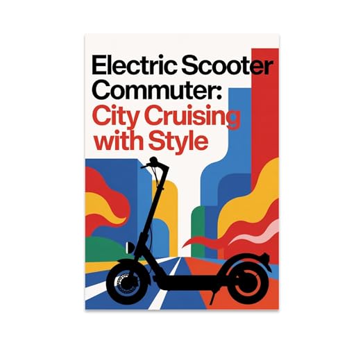 Urban Commuter Poster - Electric Scooter City Art 13x19