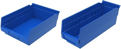 Akro-Mils Cajas de basura para estantes anidados, contenedores de plástico azules (12 x 8 x 4 y 12 x 4 x 4), paquete de 36 unidades