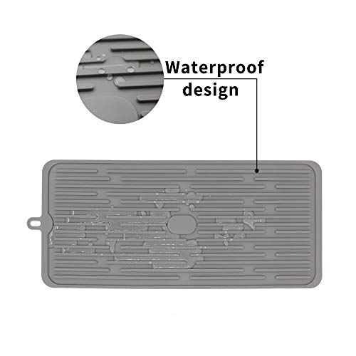 Ptlom Pet Placemat for Dog and Cat, Mat for Prevent Food and Water Overflow, Suitable for Medium and Small Pet, Grey, Silicone