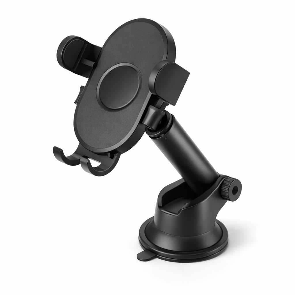 Adjustable Car Mobile Phone Holder Stand for Dashboard & Windshield, 360° Rotational, Strong Suction Cup, Compatible with 4 to 6 inch Devices(Black)-image-20