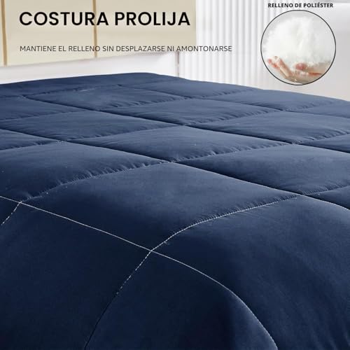 Miniatura 4 de Exclusivo Mezcla Edredón Cama 90, Edredón Nórdico Suave Y Transpirable Para Cama Doble, Adecuado Para Cualquier Temporada, Azul Marino Azul 135 X 200 Cm