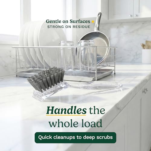 Image of Cuisinart Dish Brush with Handle 2 Pack - Kitchen Scrub Brush for Dishes, Pots & Pans, Non-Scratch Dish Scrubber, Firm Bristles for Sink & Cookware, Comfortable Grip for Everyday Cleaning