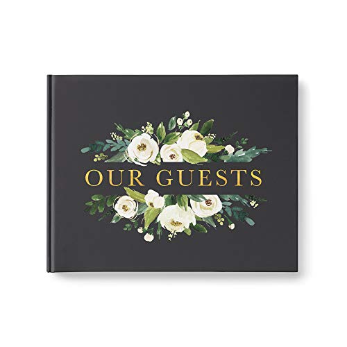 Wedding Guest Book, Gold Foil Lettering, Large Guest Book, Photo Booth Guestbook, Dark