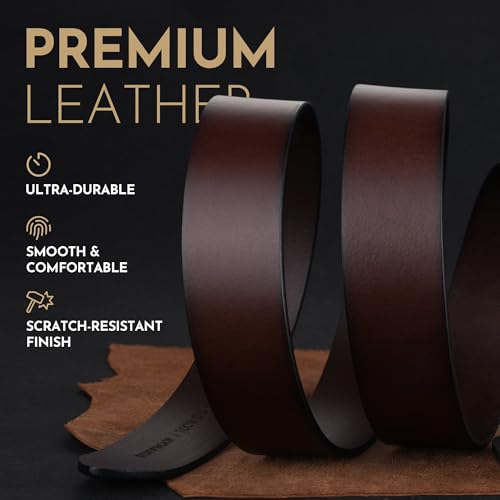 Buffway Men's Leather Belt,1.5" Handmade Top-Grain Leather–Durable,Comfortable,Suitable for Everyday Formal & Casual Wear4