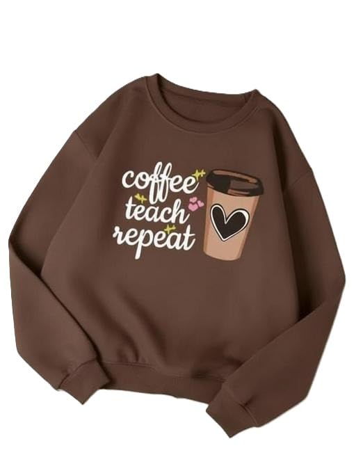 Women Sweatshirt Comfortable Fit Soft Fabric Stylish Design Ideal for Casual Daily Outings Brown XL-image-16