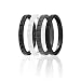 Silicone Wedding Ring For Women By ROQ, Set of 4 Thin Stackable Silicone Rubber Wedding Bands -Black, Grey, White, Black With Silver glitter - Size 5