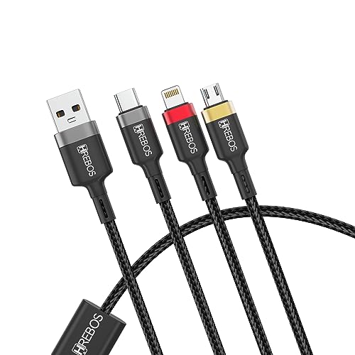 Cabo Turbo Black Metal 3 in 1 Micro-USB Type-C e Lightning 1 Metro Hrebos