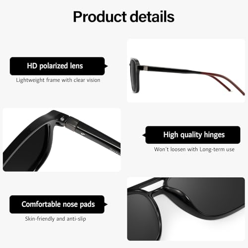Polarized Aviator Sunglasses for men Retro Classic Double Bridge Aviators UV400 Protection4