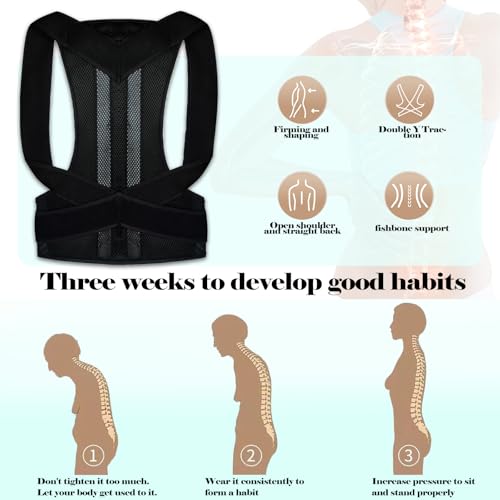 Posture correction belt for men and women, back support posture correction belt with breathable adjustable shoulder straps for improved lumbar support belt, back support to prevent hunchbacks (XL) - Image 4