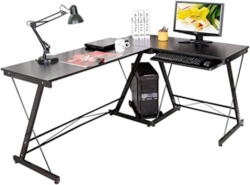 HLC Table Bureau Informatique Bureau d’Angle Ordinateur 161 * 120 * 73cm Noir-035