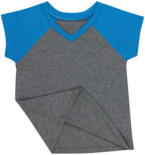 Image of ToBeInStyle Kids Boys Girls Cotton Jersey Contrast Raglan V-Neck Tee T-Shirts