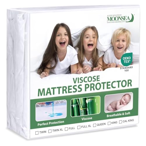 Waterproof Mattress Protector Twin Size, Skin Friendly and Breathable Twin Mattress Cover for Kids, Viscose Jersey Mattress Pad with 14″ Deep Pocket