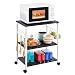 Mr IRONSTONE 3-Tier Kitchen Baker's Rack Utility Microwave Oven Stand Storage Cart Workstation Shelf (Dark Brown)