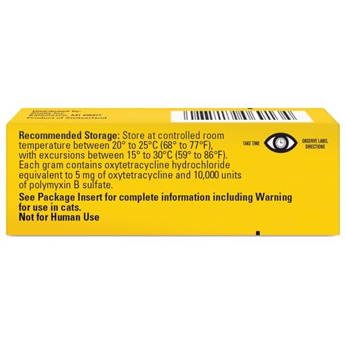 Terramycin Antibiotic Ointment for Eye Infection Treatment in Dogs, Cats, Cattle, Horses, and Sheep, 0.125oz Tube
