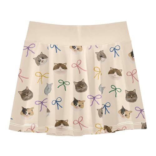 Girls Skorts High Waist Athletic Skirts with Shorts Ribbon Cat Stretchy Teens Performance Tennis3