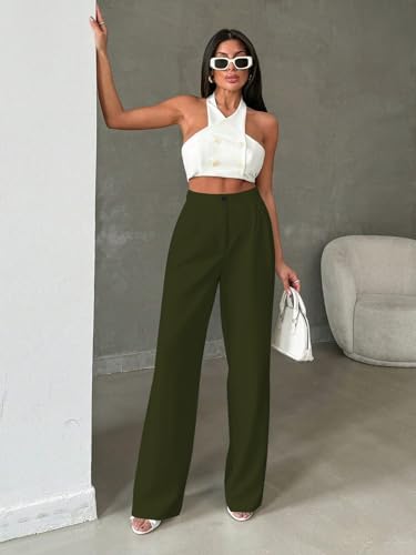 Image of Toochki Trousers for Woman Pants Women's Formal Office Korean | Black Track Pant | Straight | Cotton Spandex Stretchable Trouser | High-Waisted Bottom Wear